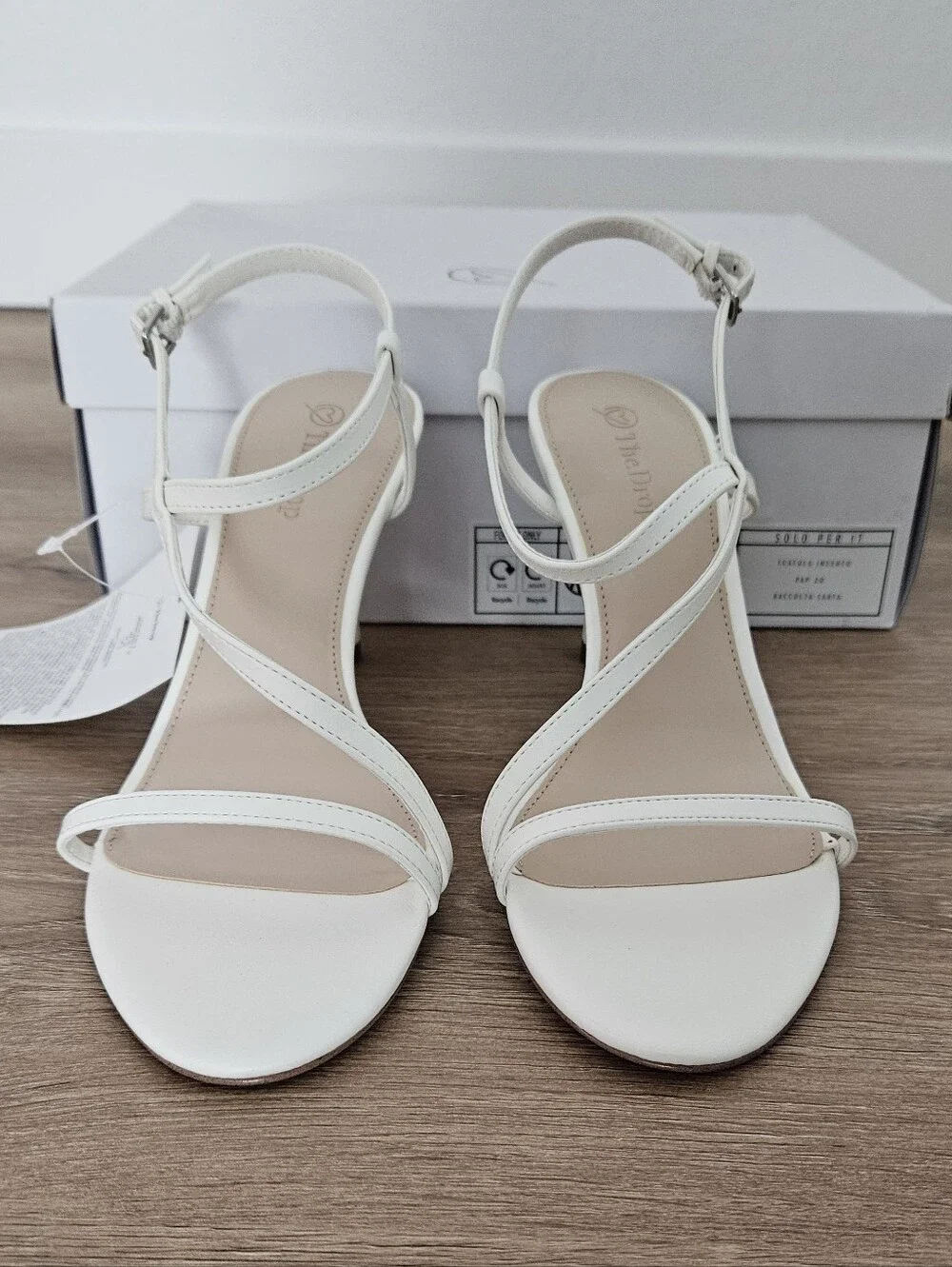 The Drop Arco White Strappy High Heel Sandals Size 8